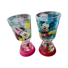 Disney Mickey  Minnie Red Plastic Drinking Cup with Glitter Globe 2 cups