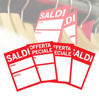Etichette segnaprezzo mod. Digit - Set da 50 o 100 cartellini segnaprezzo adesivi o in cartoncino