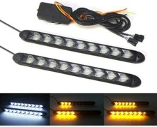 2x Car Led Amberwhite Switchback Flowing Strip Arrow Flasher Turn Signal Light