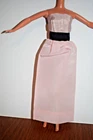 Vtg Pink Satin Sleeveless Gown CLONE Barbie Sheath Dress Velvet Belt Snap Closur