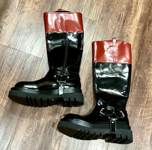 Free People Jeffrey Campbell Toby Tall Riding Leather Boot Black Brown 8.5 NEW - Picture 4 of 6