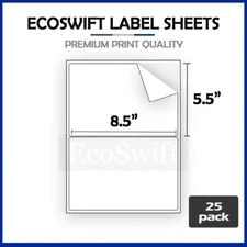 (50) 8.5 x 5.5 XL EcoSwift Shipping Half-Sheet Self-Adhesive eBay PayPal Labels
