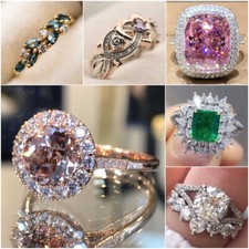 Fashion 925 Silver,Gold,Rose Gold Rings Cubic Zircon Women Jewelry Sz 6-10