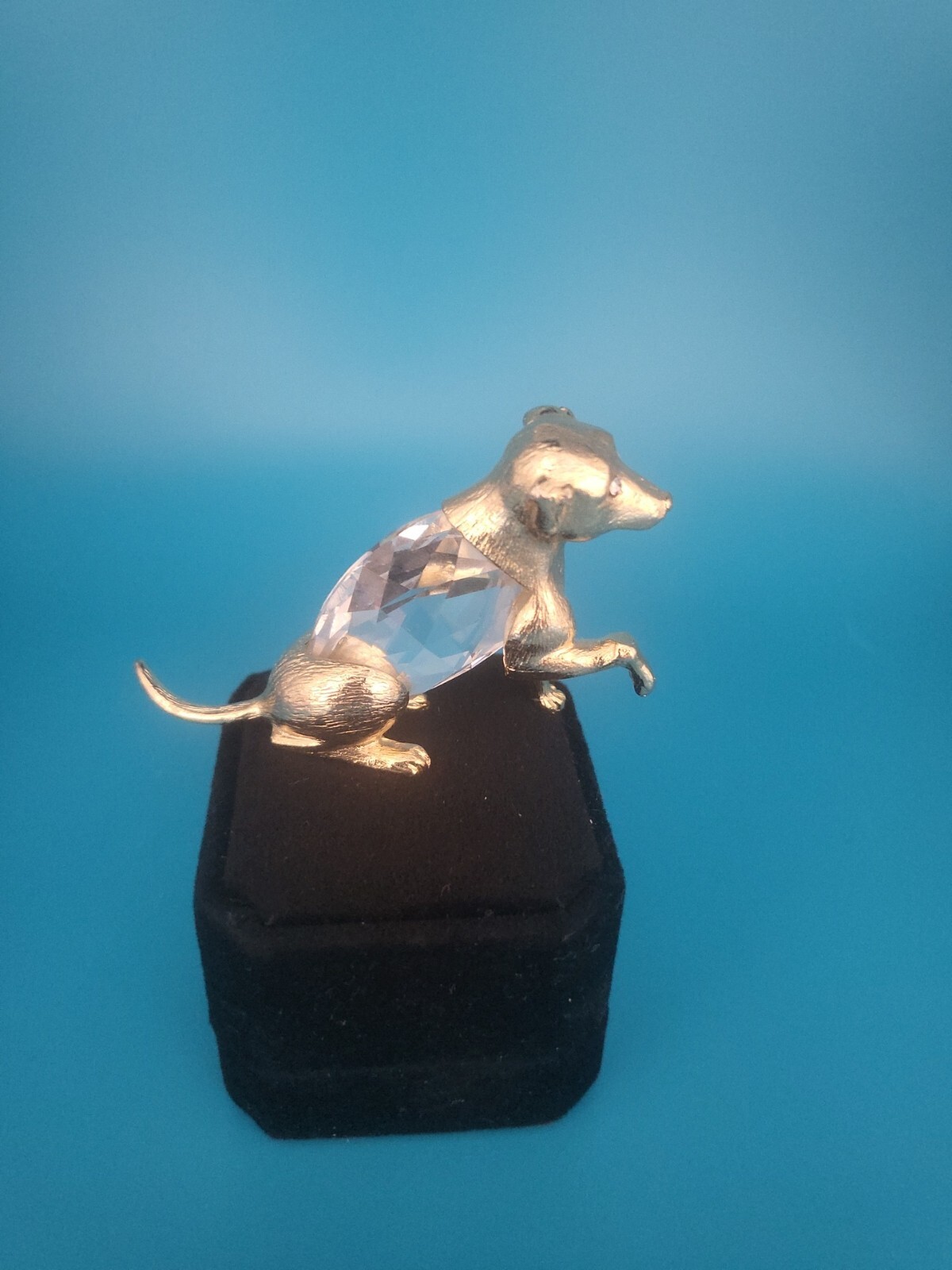 Vintage 1984 Manon Crystal and Brass 2InchTall Dog Figurine( merch