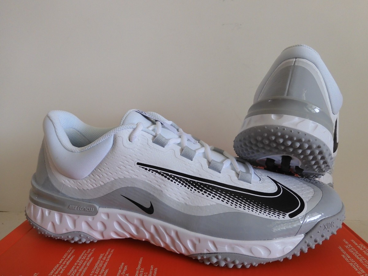 Nike Alpha Huarache Elite 4 Turf Baseball Cleats White-Grey Sz 15