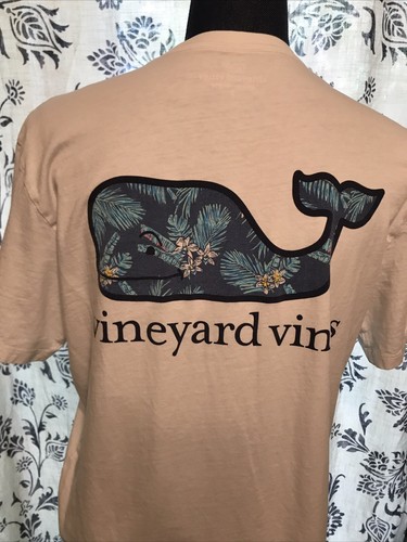 Vineyard Vines Shirt Mens White Short Sleeve Pocket Tropical Flower Cotton ~