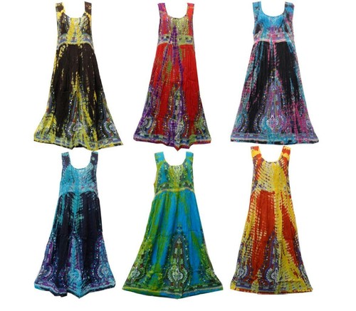 Plus Hippie Reggae Bohemian Empire Festival Rasta Dashiki Tie Dye Dress Black - Picture 2 of 2