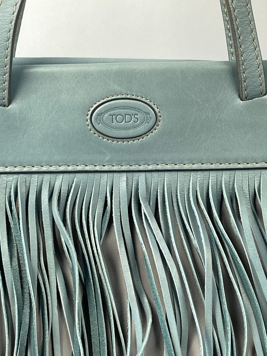 ショルダーバッグ・ポシェット TOD'S bag in grained leather TOD'S Gray/Light Blue Leather Fringe Large Tote Bag | eBay