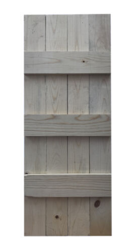 LTL Home Products Solid Pine Window Shutters – 15" X 59" Unfinished Louvered Exterior Shutters, Pair