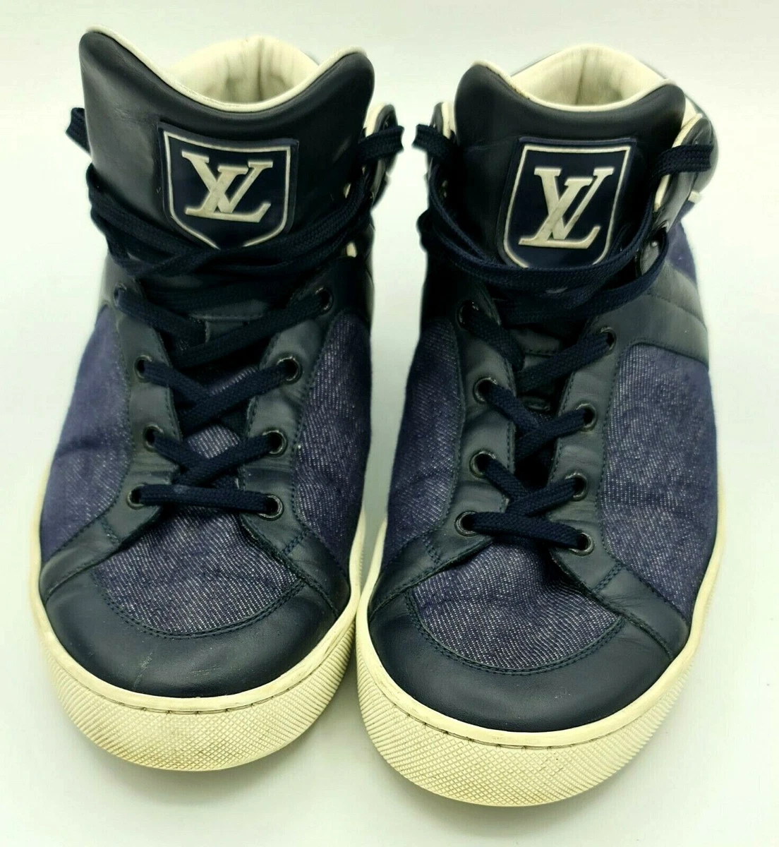 Mens Louis Vuitton LV Blue Black leather High Top Trainers Sneakers Shoes  UK 10