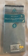Six New Blue Axxents Brand 100 Cotton Men's Handkerchiefs