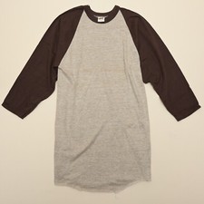 VINTAGE Russell Athletic NOS 70s Heather Brown Blank Baseball Tee Size M