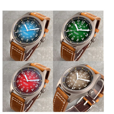 39mm Tandorio Pilot Automatic Men Watch Titanium Case NH35A PT5000 Sandwich Dial