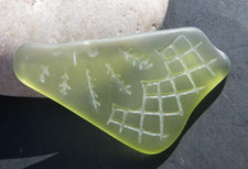 Sea Glass, Large Olive Green with a Beautiful Pattern