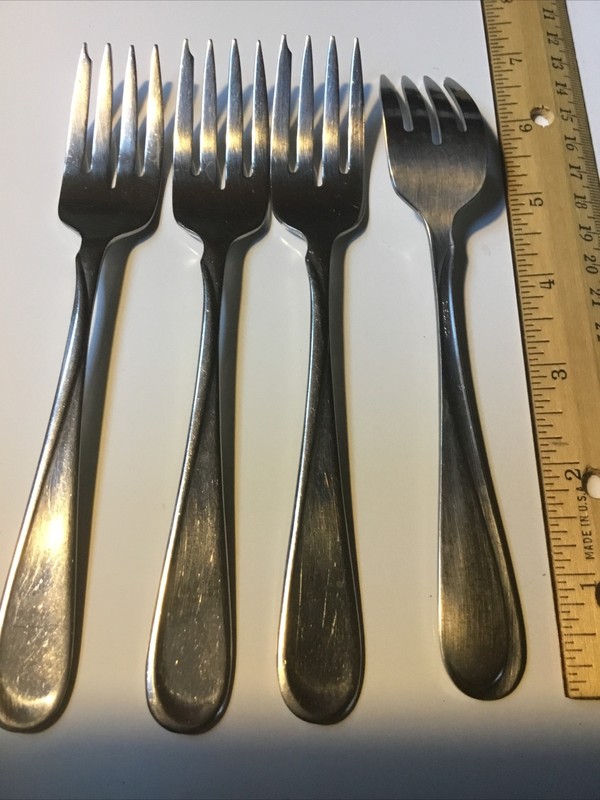 4 ONEIDA Stainless Glossy FLIGHT RELIANCE 6 3/4" salad forks