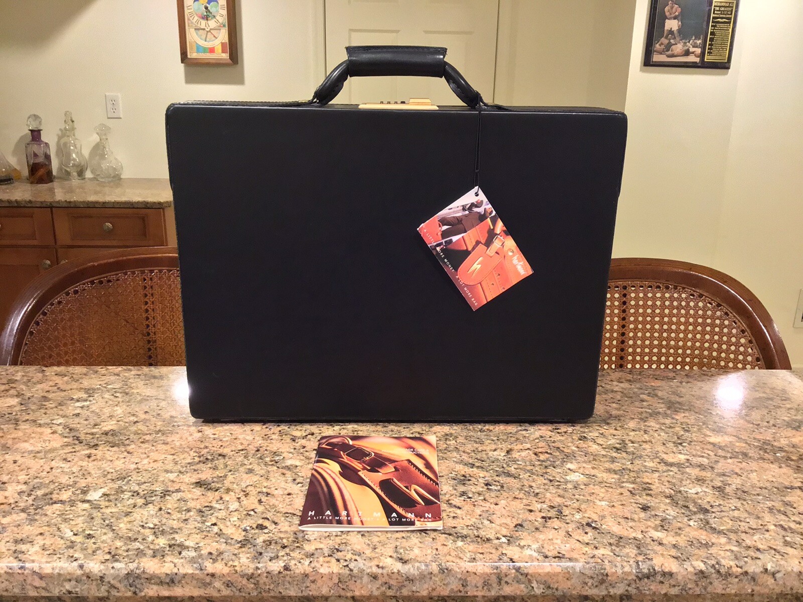 Rare Hartmann Black Leather Hard Side Briefcase - NOS Vintage