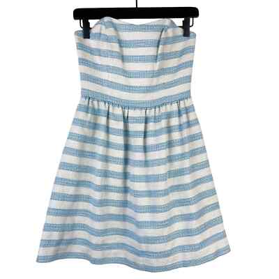 Lilly Pulitzer Womens (0) Peyton Strapless Woven Mini A-Line Dress Blue  White | eBay