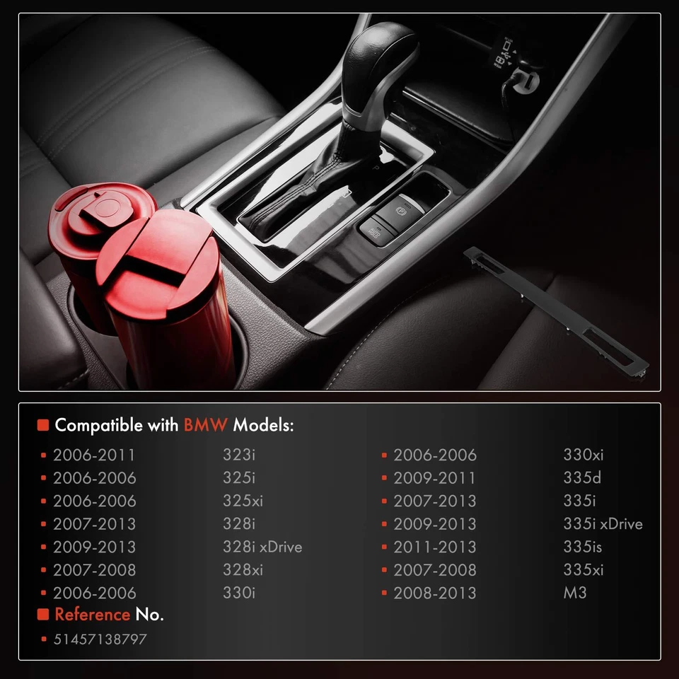 Panel envolvente con portavasos negro para BMW Serie 3 323i 325i 328i 330i 335d Foto 2 de 4