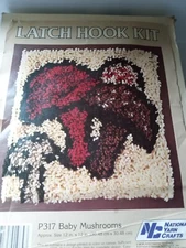 Latch Hook KIT National YarnCo BABY MUSHROOMS P317 VTG 1982 New but Aged Box WoW