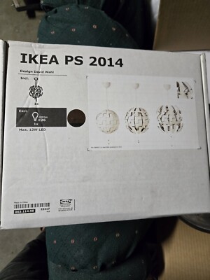 Ikea PS 2014 14'' Pendant Lamp WHITE / TURQUOISE ''Death Star'' NEW IN BOX