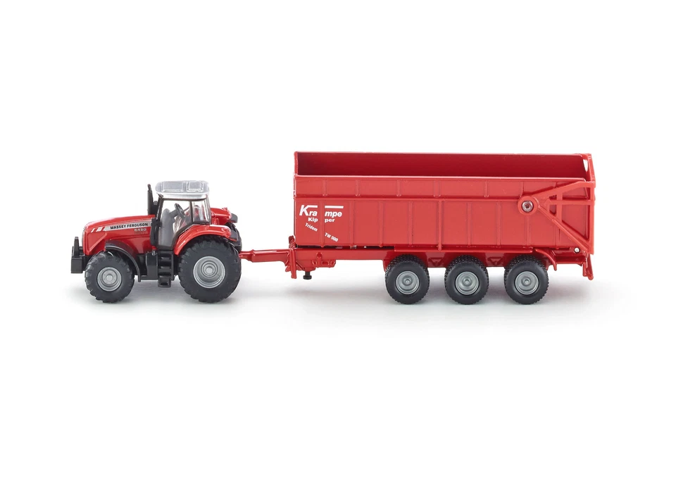 Siku 1844 Massey Ferguson tractor with trailer 1:87 scale tractors Krampe TW 900 - Image 3 of 4