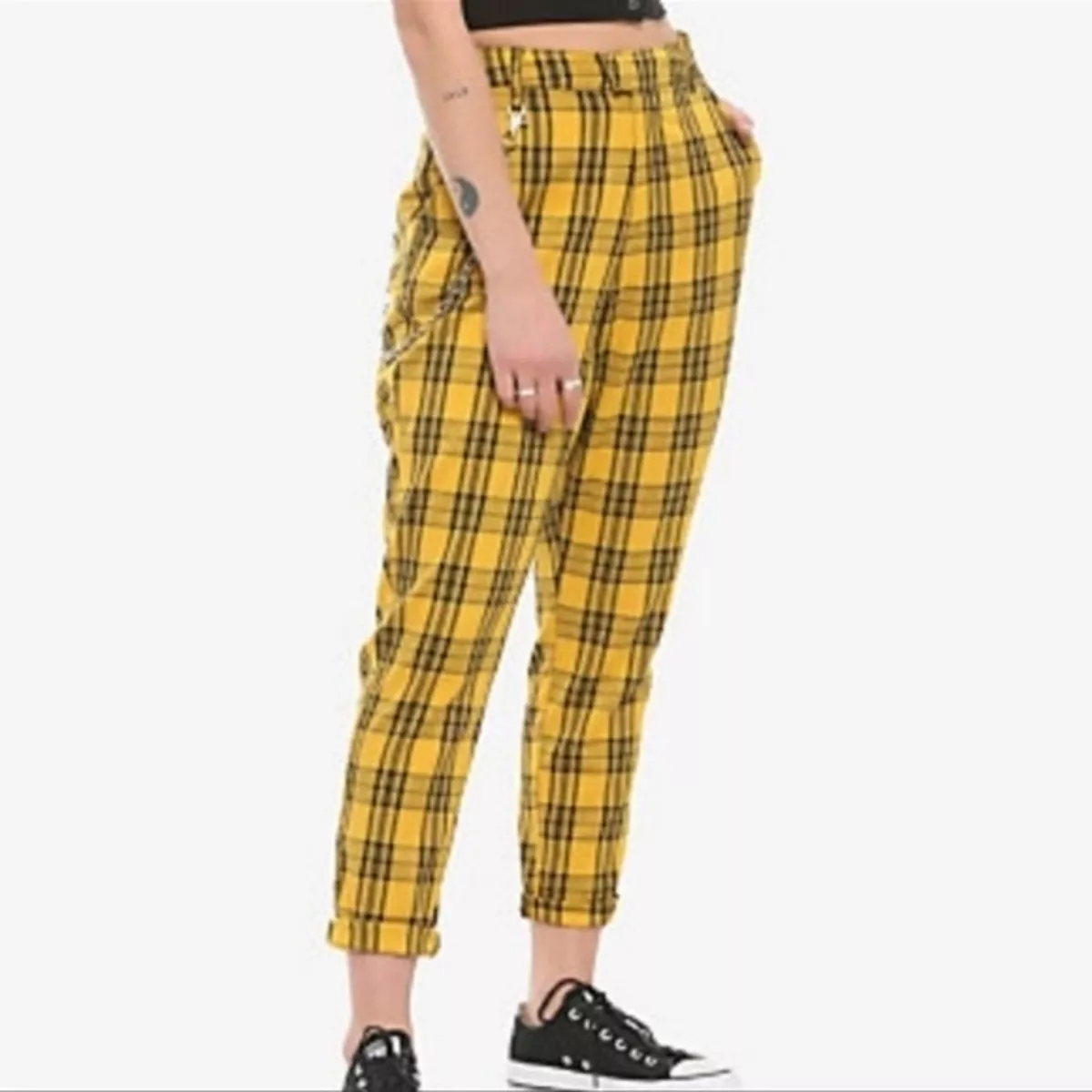 Hot Topic Plaid Yellow plaid clueless Goth Punk Emo Fall Pants Size Small