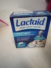 Lactaid Fast Act Lactase Enzyme Supplement 32 Chewables Exp 6/26 Damaged Box