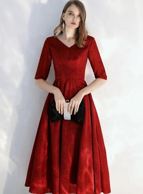 Christmas Women Maroon Velvet Dress Fit &Flare Wedding Clubbing Evening  Parties | eBay