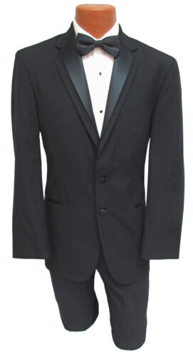 Men's Oscar de la Renta Contour Black Tuxedo with Flat Front Pants 40R 34W - Picture 2 of 6