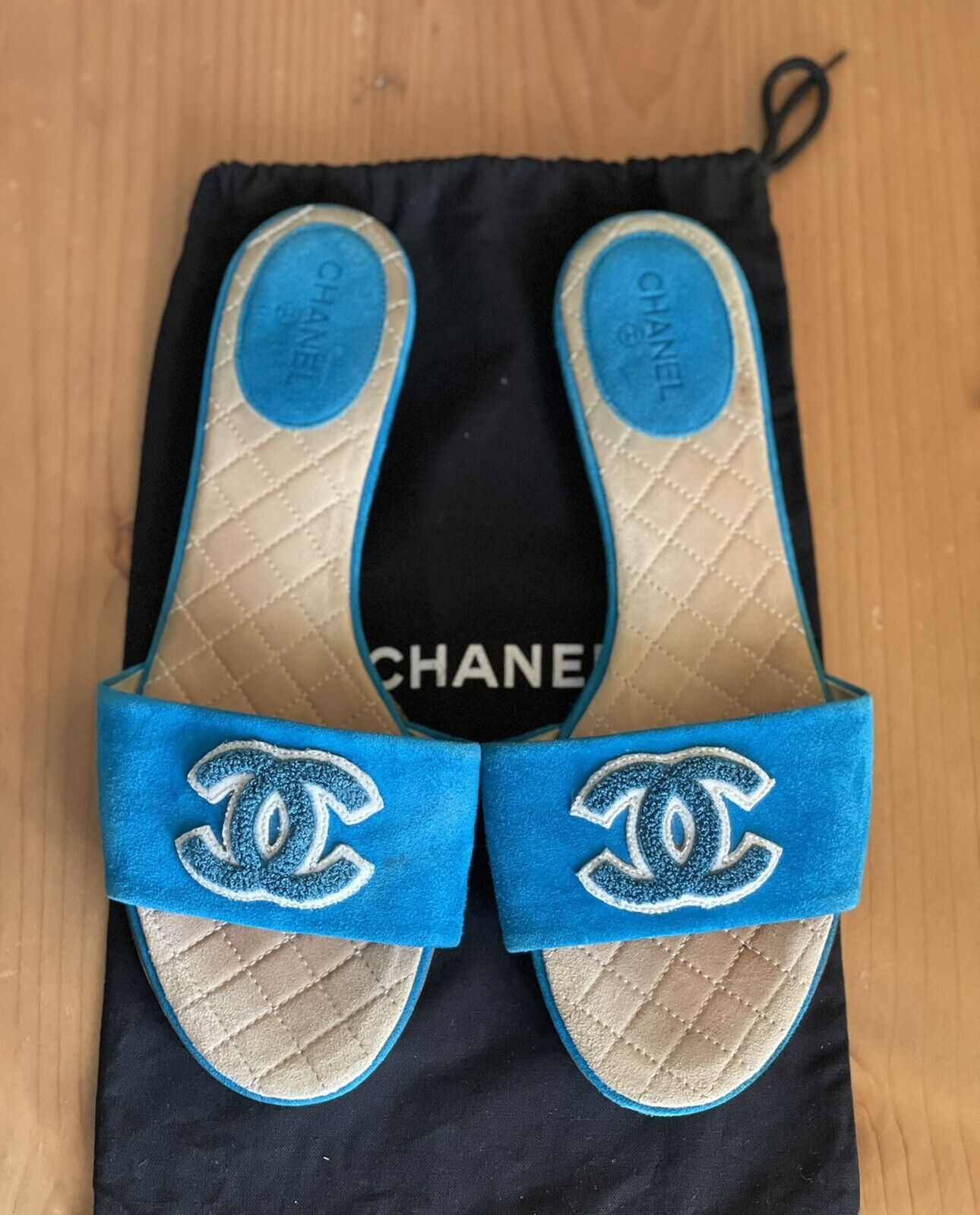 Cloth mules & clogs Chanel Blue size 37 EU in Cloth - 35991370