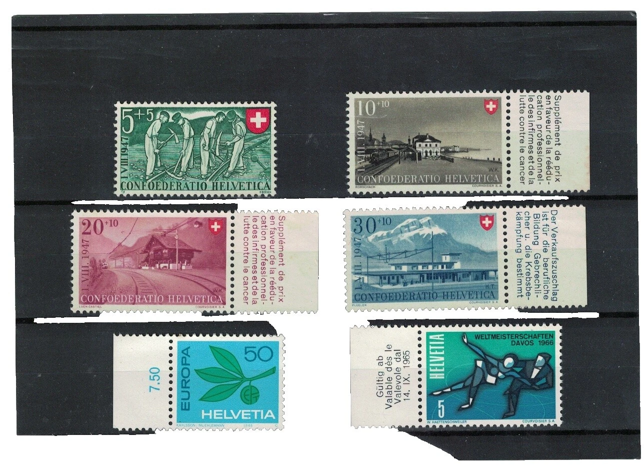 Mint Never Hinged/MNH Trains, Railroads Swiss Stamps