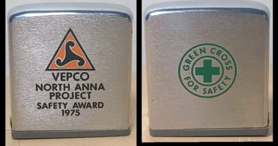Vintage 1975 Zippo VEPCO North Anna Project Nuclear Tape Measure Safety Award