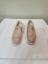 Michael Kors MK Frankie Signature Loafers Slip On Canvas Flats Shoes Size 3
