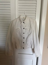 Talbots white stretch jean jacket size 8 EUC ...