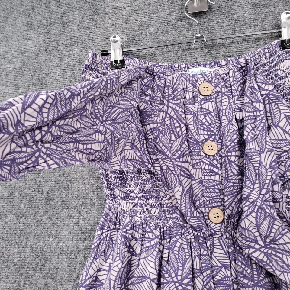 Vestido Blue Island Para Mujer L Grande Púrpura Línea A Maxi Sin Mangas Floral Playa Foto 3 de 4