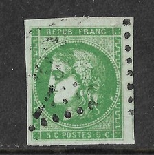 FRANCE YT 42Be OBL TB ...BORDEAUX VERT TRÈS FONCÉ SIGNÉ/CALVES +CERTIF