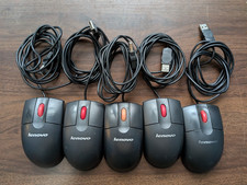 Lenovo Optical USB Wired Mouse MO28UOL Scroll Wheel Black OEM - QTY 5 TOTAL