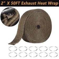 2"X 50ft Roll Titanium Header Turbo Pipe Manifold Exhaust Heat Wrap Tape 10 Ties