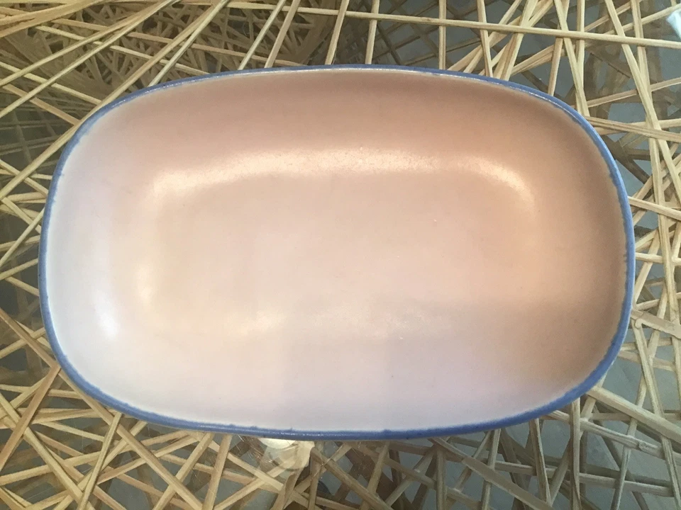 Winfield  Pasadena CA #246 Oval Footed Pink&Blue Serving Dish 10”x6.75 NO Chips - Image 2 of 3