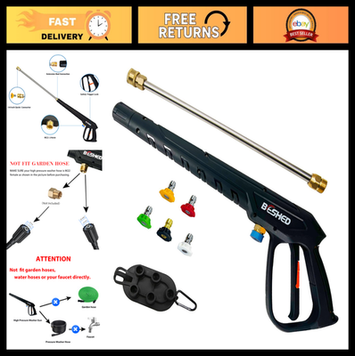 #ad Durable Pressure Washer Gun Kit with Extension Wand 5 Nozzle Tips M22 Fitting $57.99