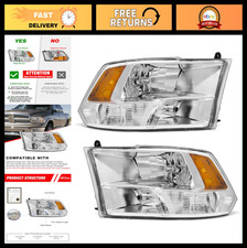 Dodge Ram Headlight Assembly 2010-2018 Chrome Housing Amber Reflector Replace Dodge Ram Headlight Assembly 2010-2018 Chrome Housing Amber Reflector Replace