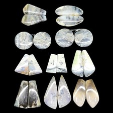 10 Pairs Natural Dendrite Agate 23-40mm Loose Cabochon Gemstones for Earrings