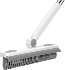 Grout Cleaner Brush with Long Handle, V-Shaped Floor Scrub Brush Swivel Grout Br