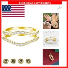 Elegant Cubic Zirconia Curved Wedding Band Enhancer in Sterling Silver Size 4-13