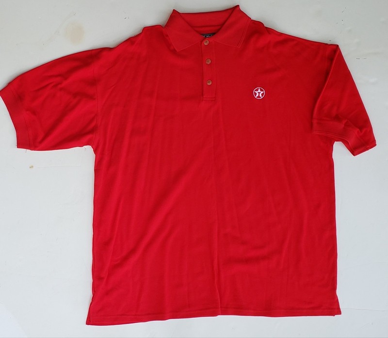 VINTAGE 1990s TEXACO J W MARKS RED COTTON POLO, EMBROIDERED, SIZE XXXXL 