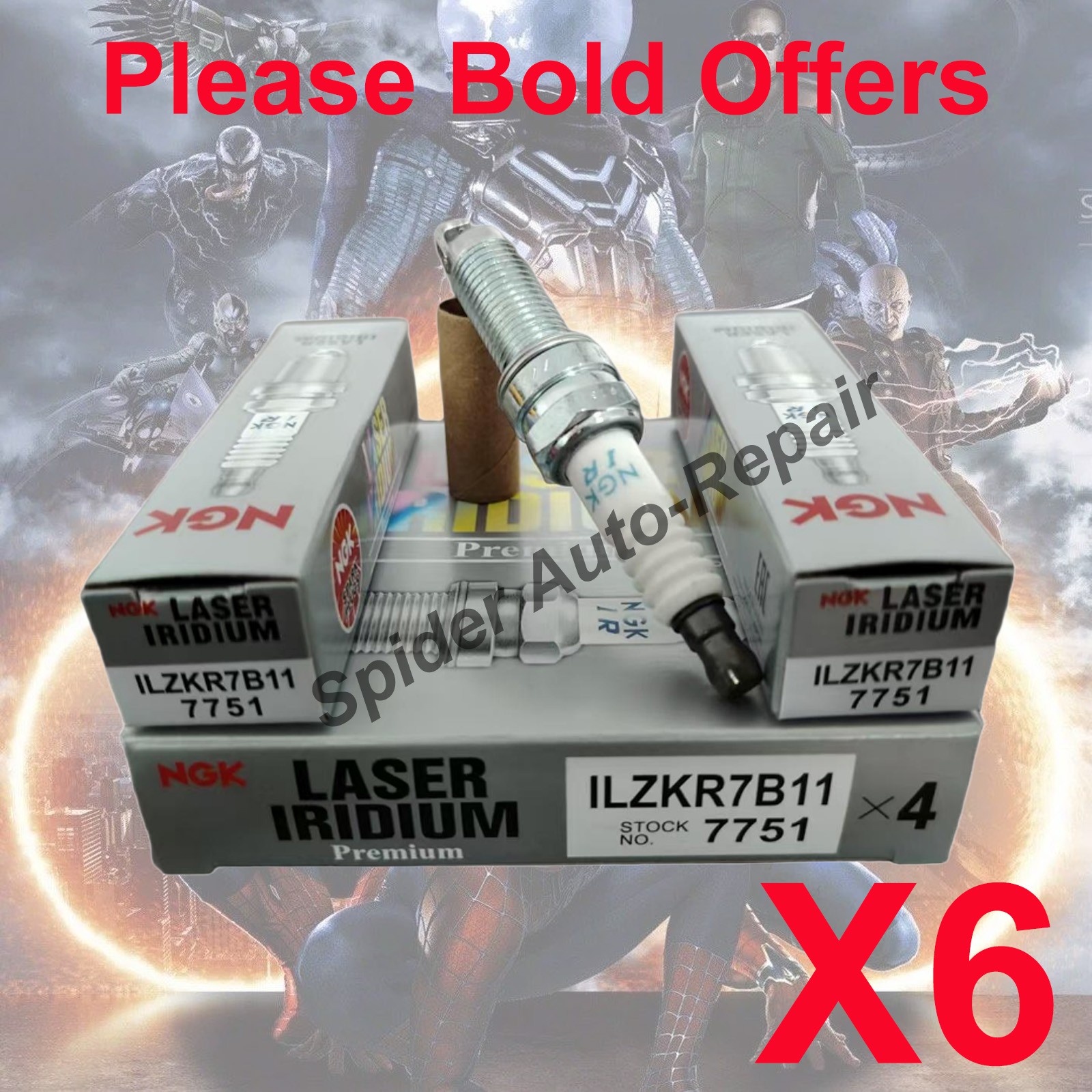 6Pcs NGK ILZKR7B11 7751 Genuine Authentic Laser Iridium and Platinum Spark Plugs