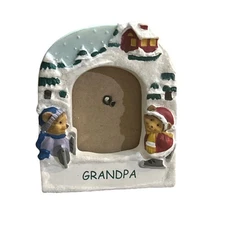 Vintage Hand Painted Mini  Magnetic Photo Frame"Grandpa " With  Easel Back  3”