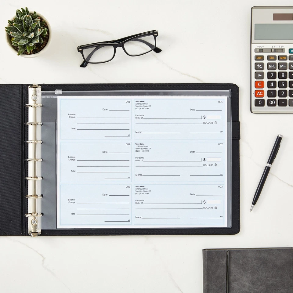 Cartera de carpetas de cheques comerciales de 7 anillos con capacidad de 600 cheques, 14 x 10 pulgadas Foto 2 de 4