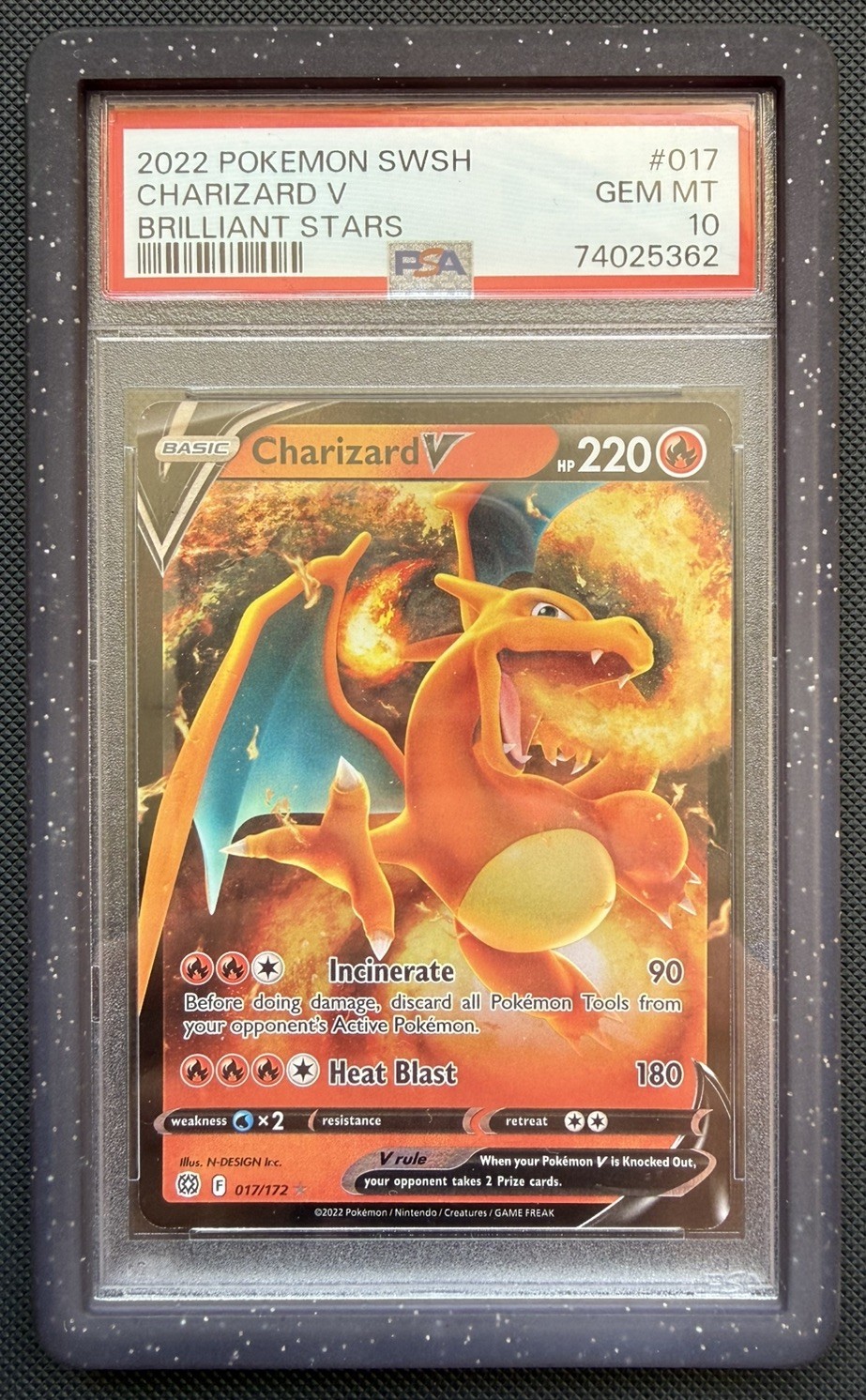Charizard V Brilliant Stars 017/172 PSA 10 Gem Mint Graded Pokemon Card 2022