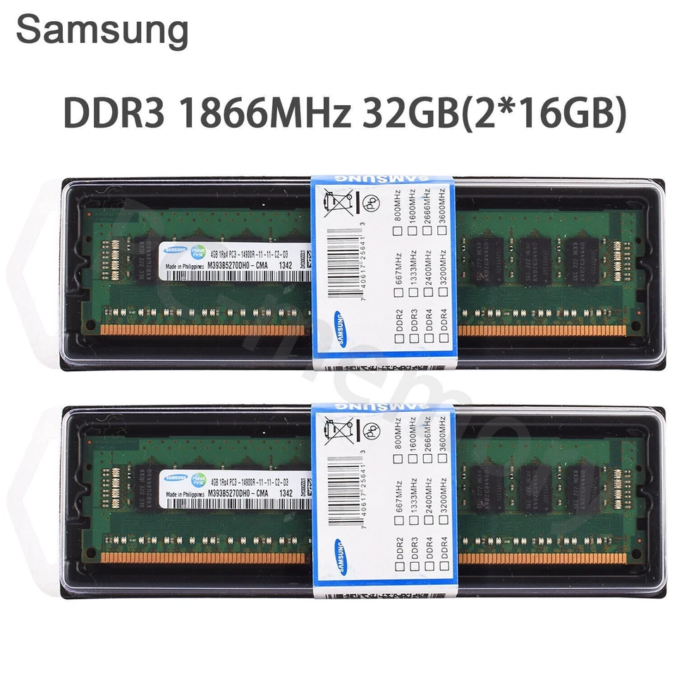Samsung REG 2Rx4 1333/1600/1866MHz 16GB/32GB(2pcs 16GB) Server Reg ECC Ram UK - Image 2 of 4